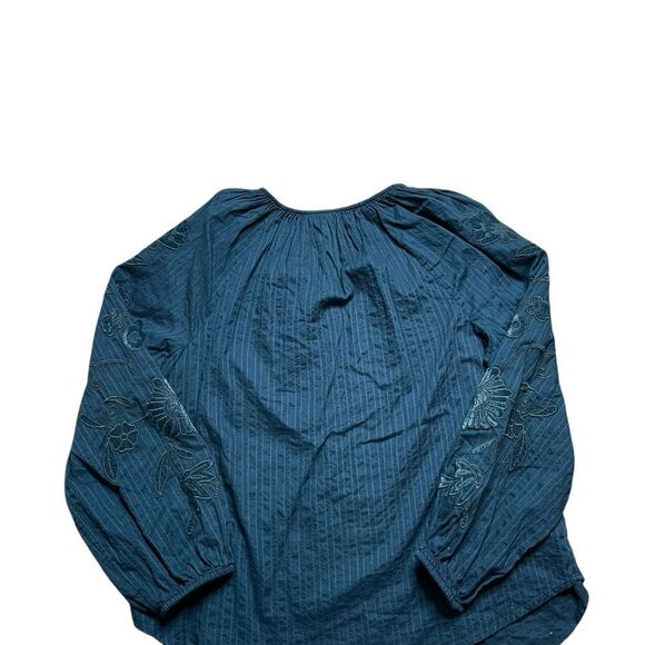 J. Jill Velvet Embellished Split Neckline Top Dark Teal Size Medium - Picture 3 of 8